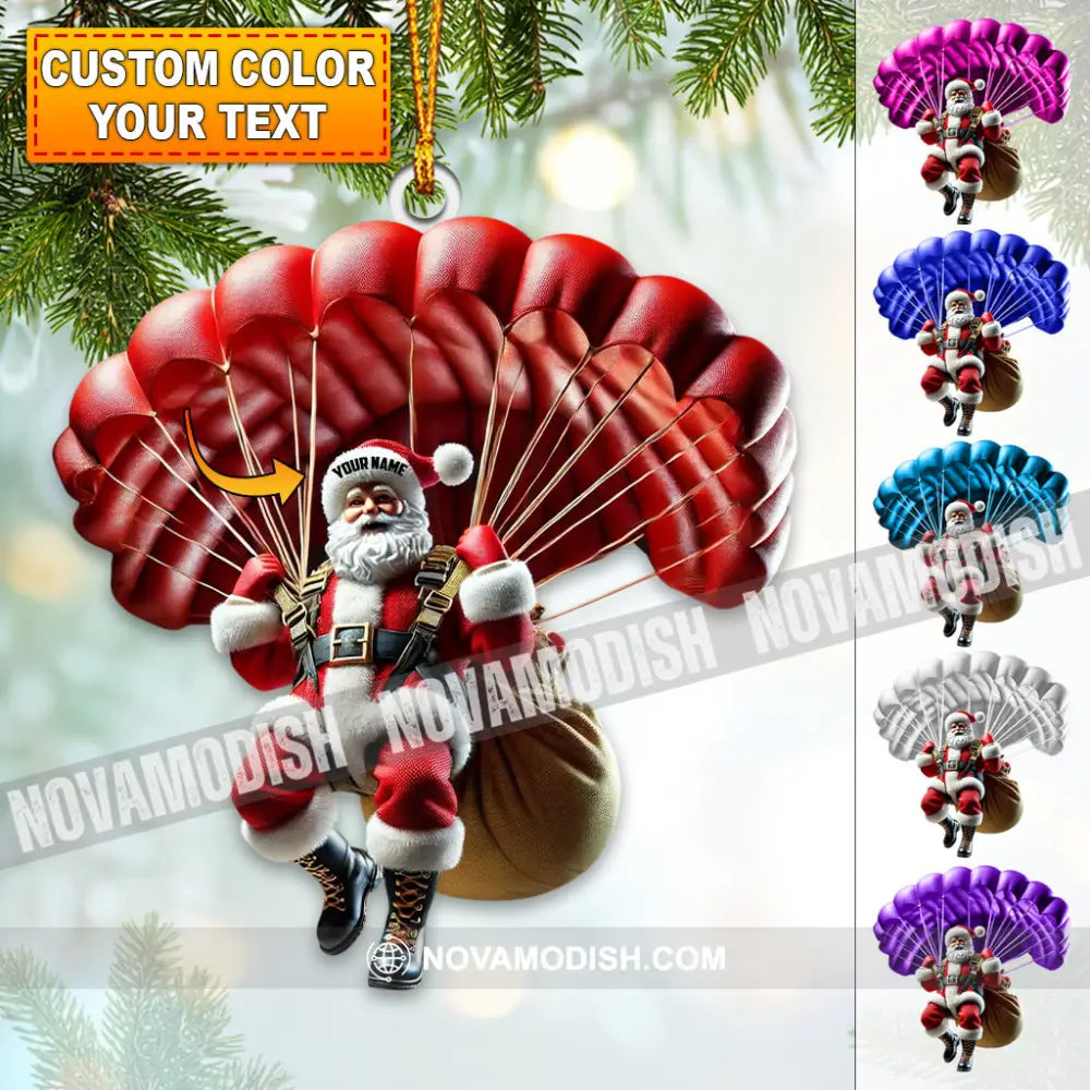 Custom Name Santa Parachute Ornament Christmas Gift 3.54’’ / 1