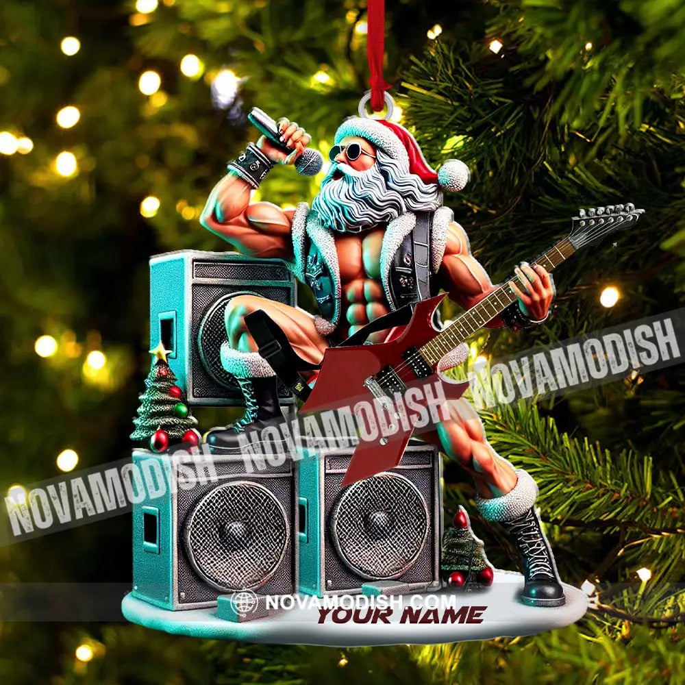 Custom Name Santa Rock Ornament Music Lover Christmas Gift