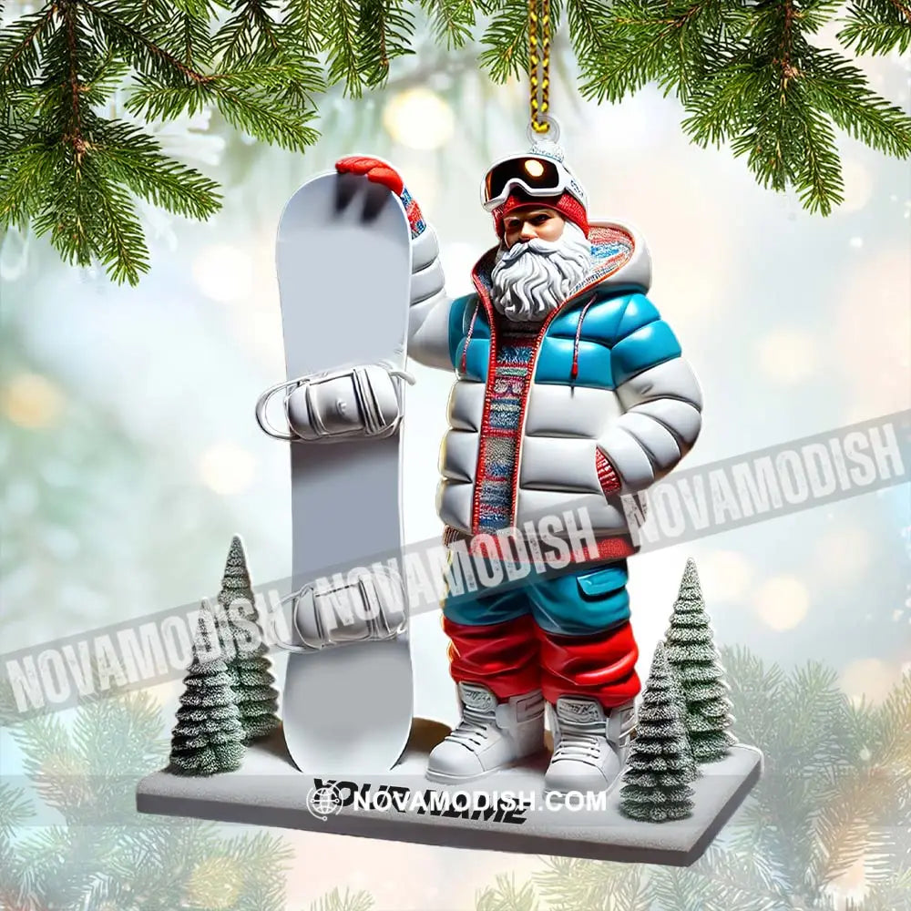 Custom Name Santa Snow Ornament Christmas Gift Decoration 3.54’’ / 1