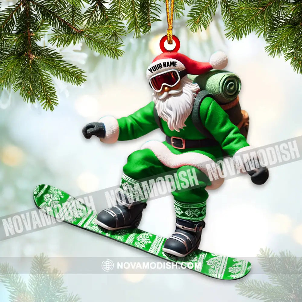 Custom Name Santa Snowboarding Ornament Christmas Gift Decoration