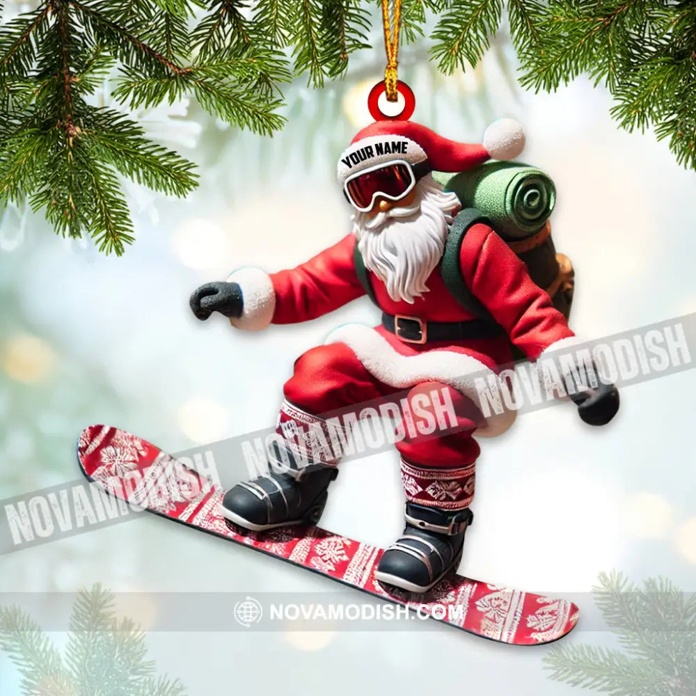 Custom Name Santa Snowboarding Ornament Christmas Gift Decoration 3.54’’ / 1