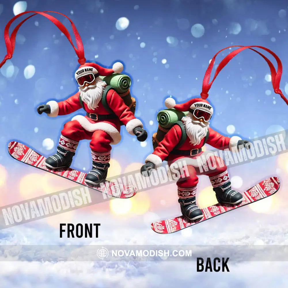 Custom Name Santa Snowboarding Ornament Christmas Gift Decoration