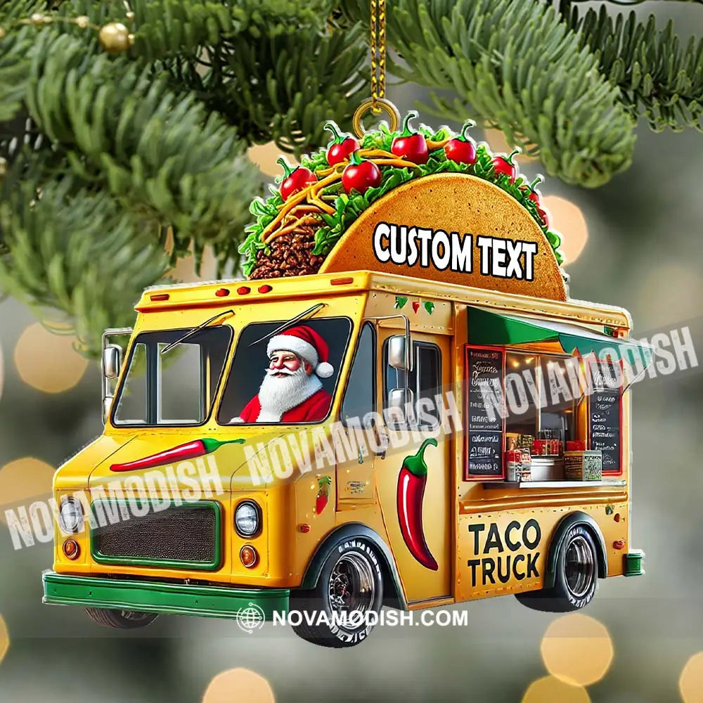 Custom Name Santa Taco Truck Ornament Christmas Gift