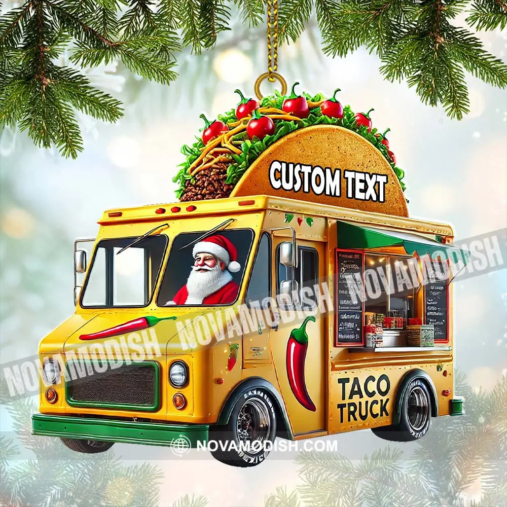 Custom Name Santa Taco Truck Ornament Christmas Gift 3.54’’ / 1