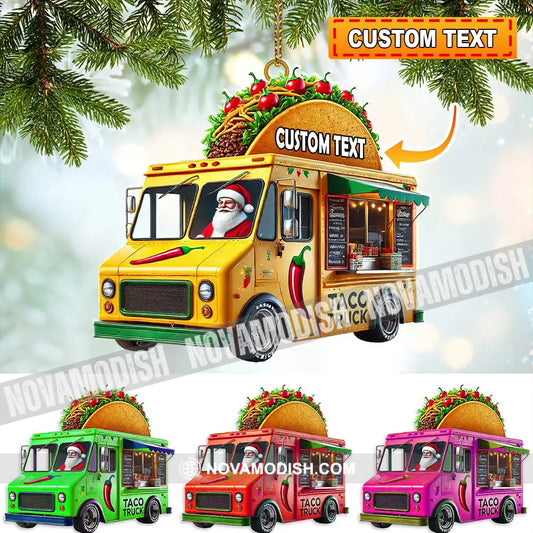 Custom Name Santa Taco Truck Ornament Christmas Gift