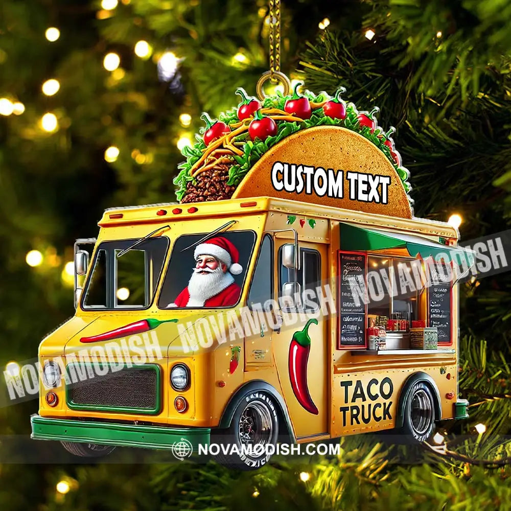 Custom Name Santa Taco Truck Ornament Christmas Gift