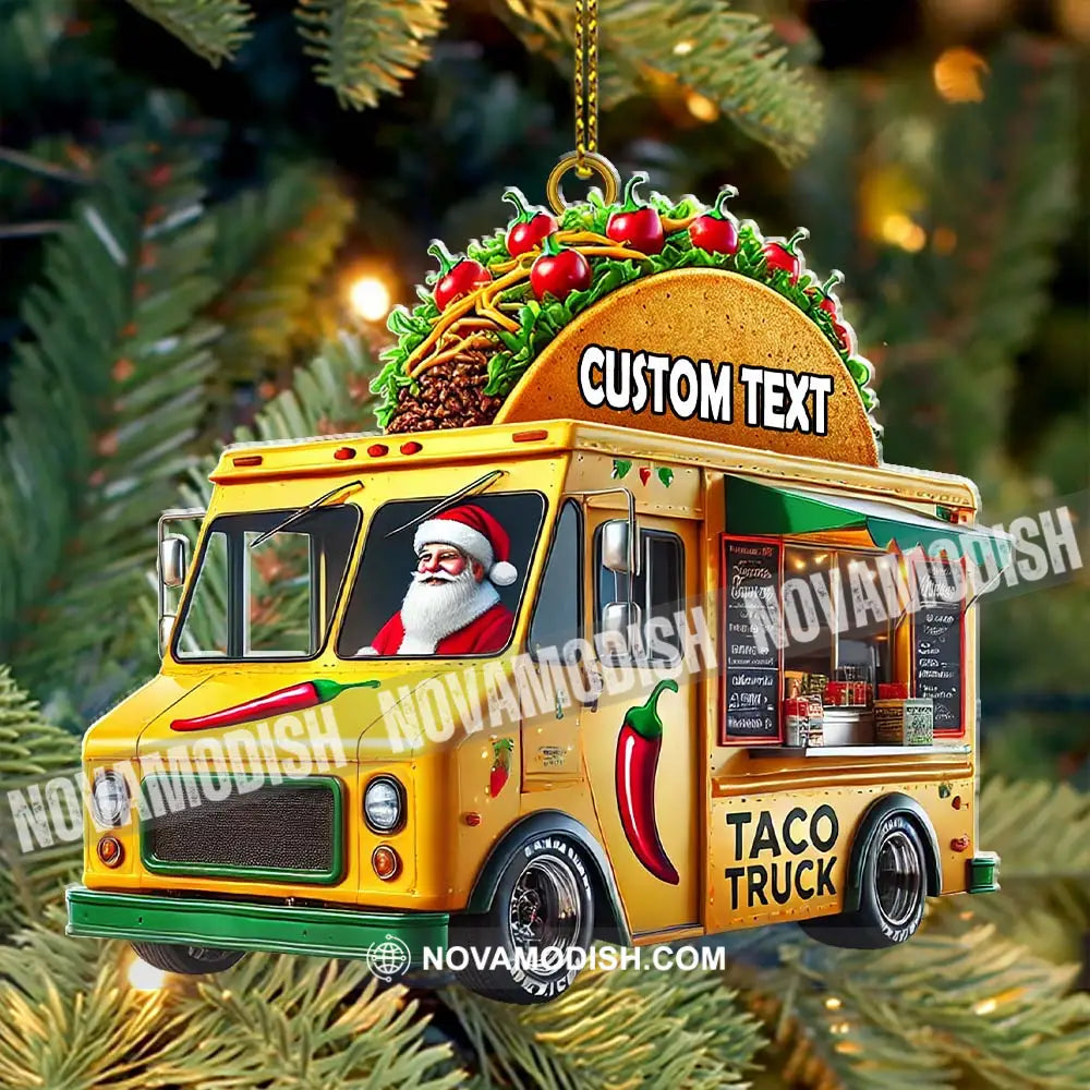 Custom Name Santa Taco Truck Ornament Christmas Gift