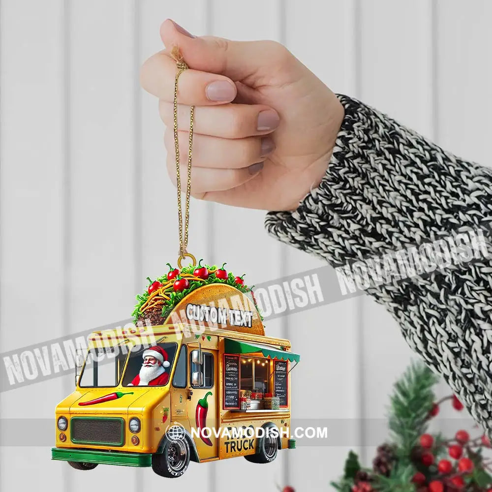 Custom Name Santa Taco Truck Ornament Christmas Gift