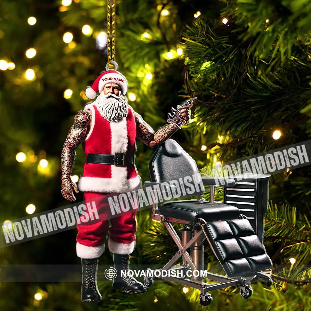 Custom Name Santa Tattoo Ornament Christmas Decoration For Studio