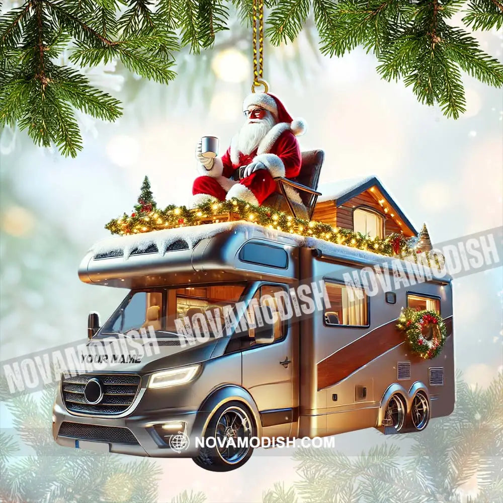 Custom Name Santa Truck Ornament Christmas Gift 3.54’’ / 1