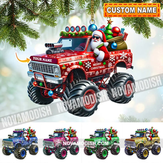 Custom Name Santa Truck Ornament Christmas Gift Decoration