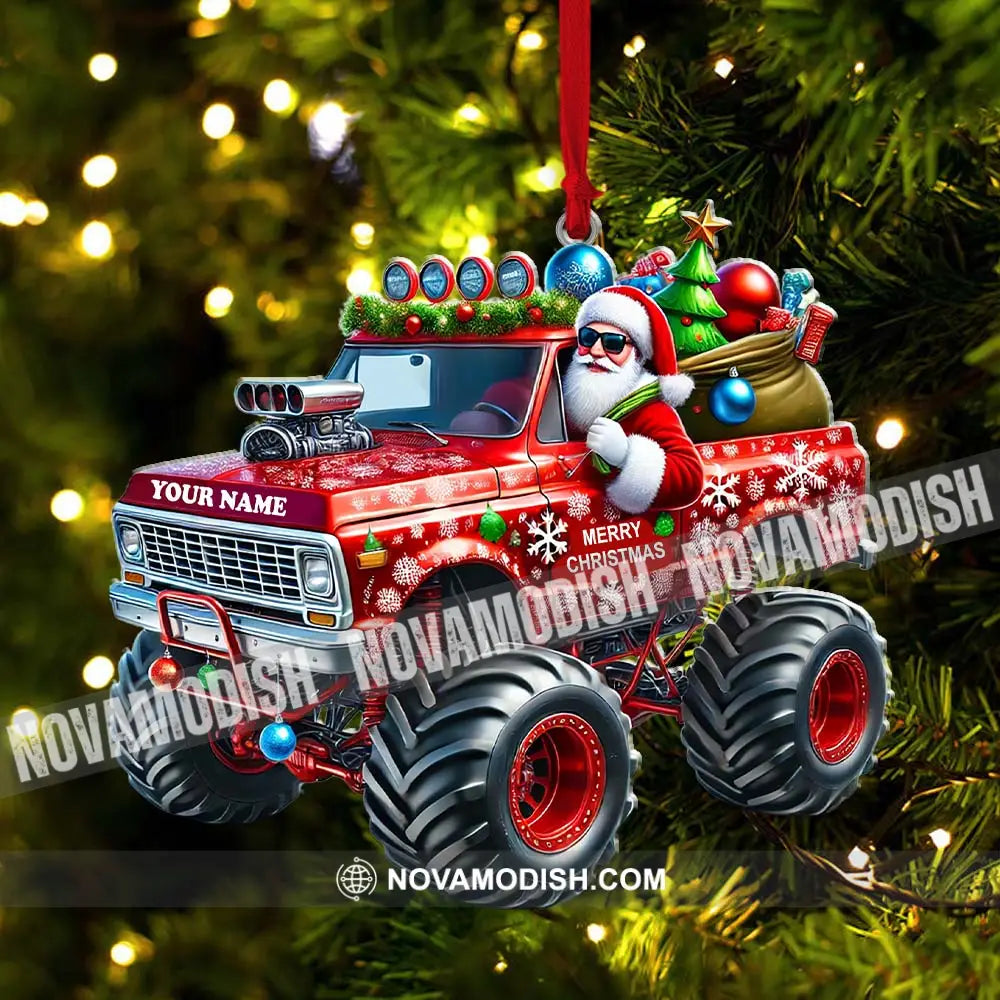 Custom Name Santa Truck Ornament Christmas Gift Decoration