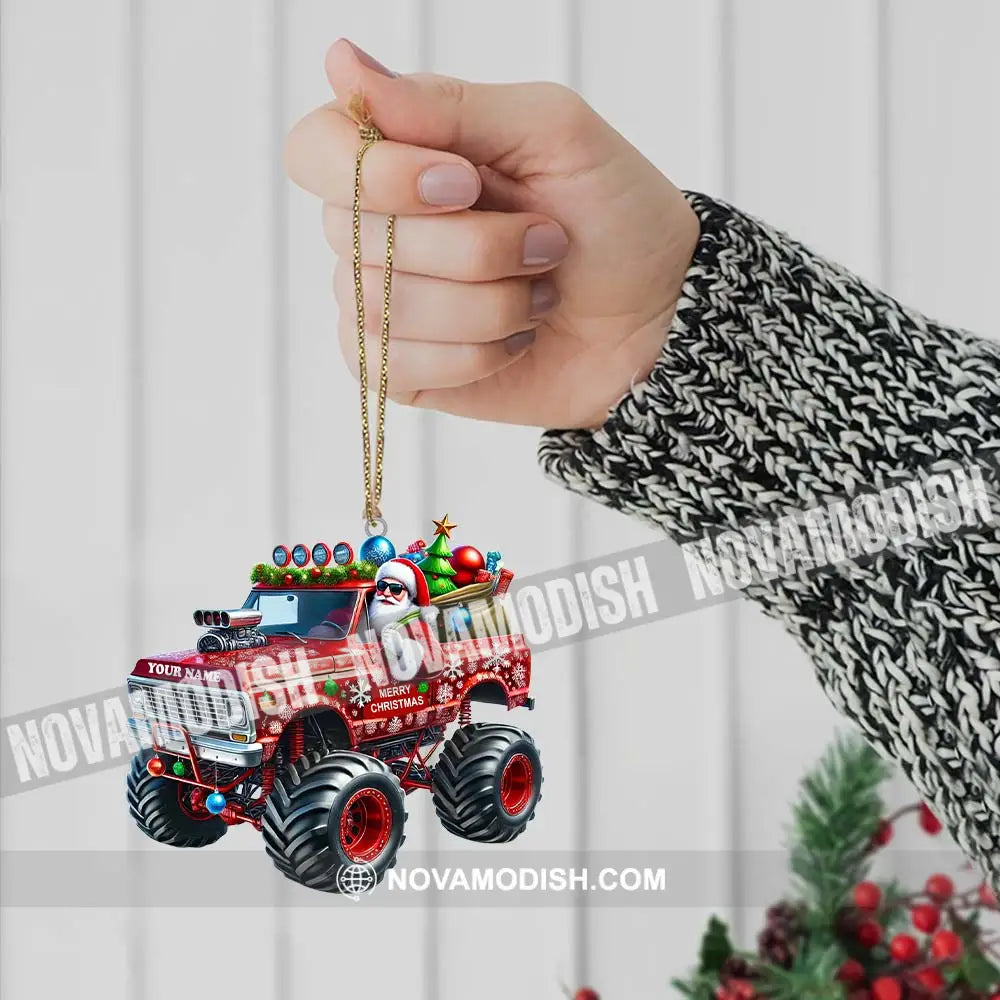 Custom Name Santa Truck Ornament Christmas Gift Decoration