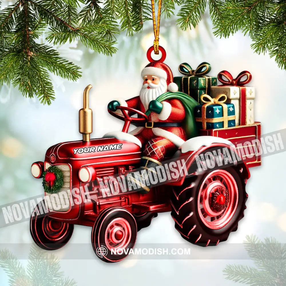 Custom Name Santa Truck Ornament Christmas Gift Decoration