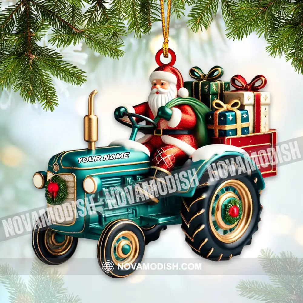 Custom Name Santa Truck Ornament Christmas Gift Decoration