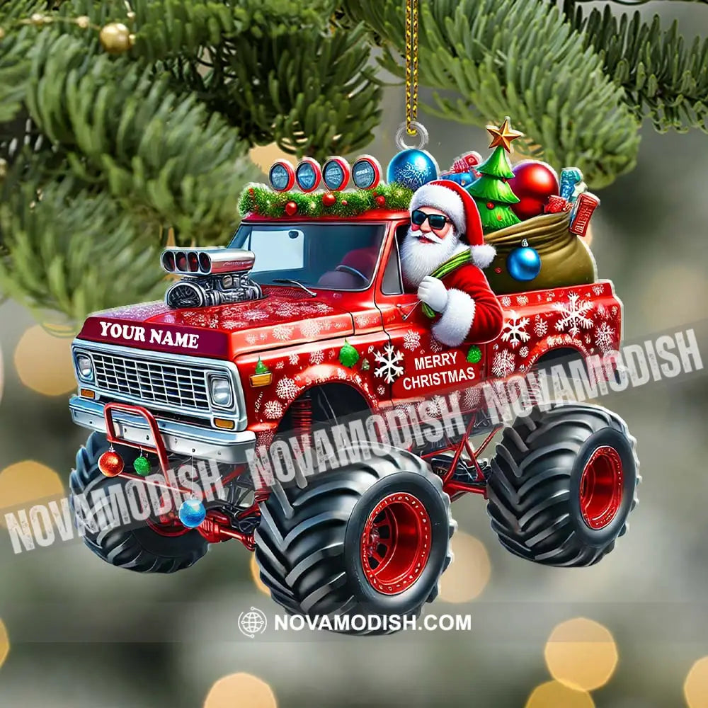 Custom Name Santa Truck Ornament Christmas Gift Decoration