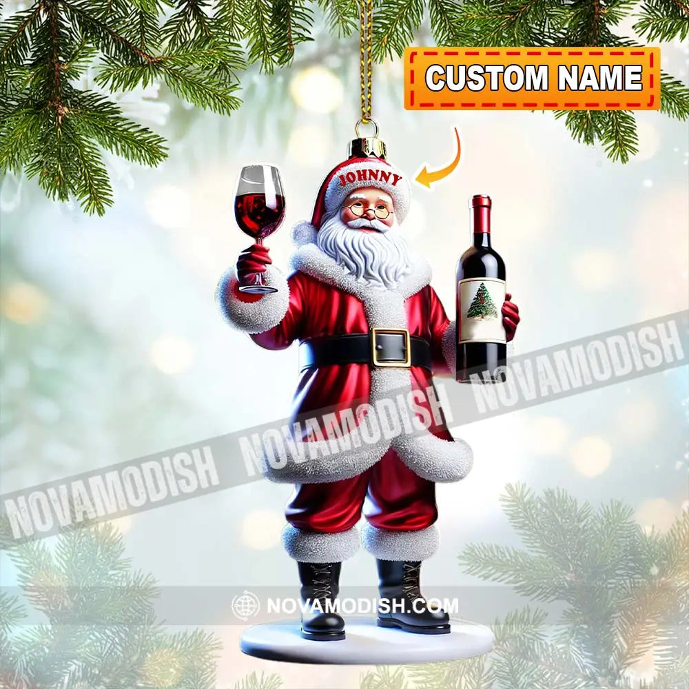 Custom Name Santa Wine Ornament Christmas Gift