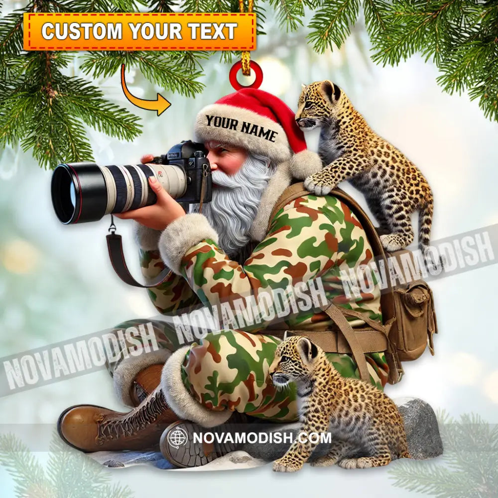 Custom Name Santa With Animal Ornament Christmas Decoration