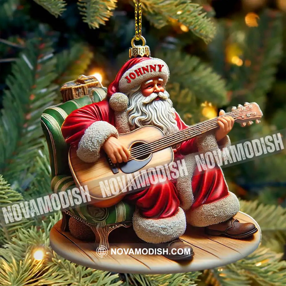 Custom Name Santa With Guitar Ornament Christmas Gift