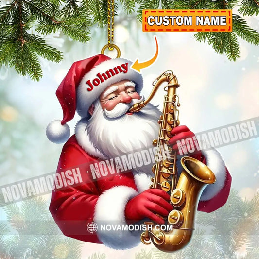 Custom Name Saxophone Santa Ornament Lover Christmas Gift