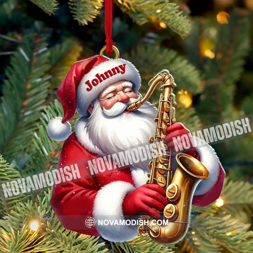 Custom Name Saxophone Santa Ornament Lover Christmas Gift