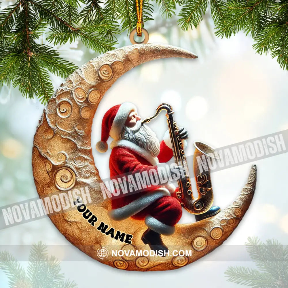 Custom Name Saxophone Santa Ornament Lover Christmas Gift 3.54’’ / 1