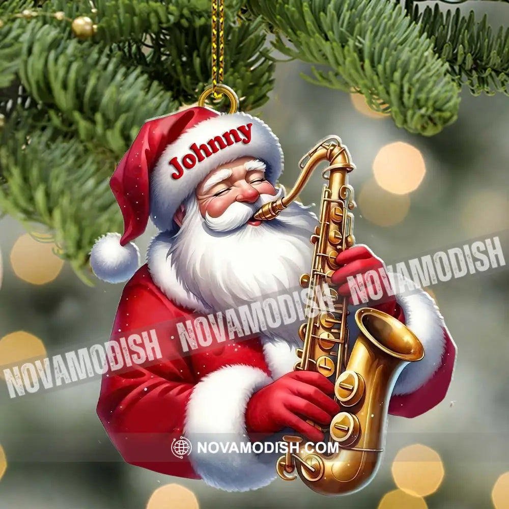 Custom Name Saxophone Santa Ornament Lover Christmas Gift