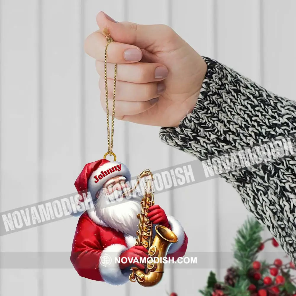 Custom Name Saxophone Santa Ornament Lover Christmas Gift