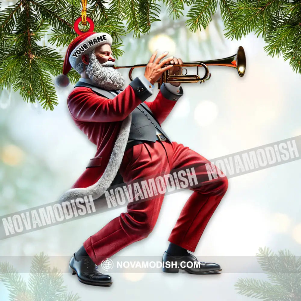 Custom Name Trumpet Santa Ornament Lover Christmas Gift 3.54’’ / 1