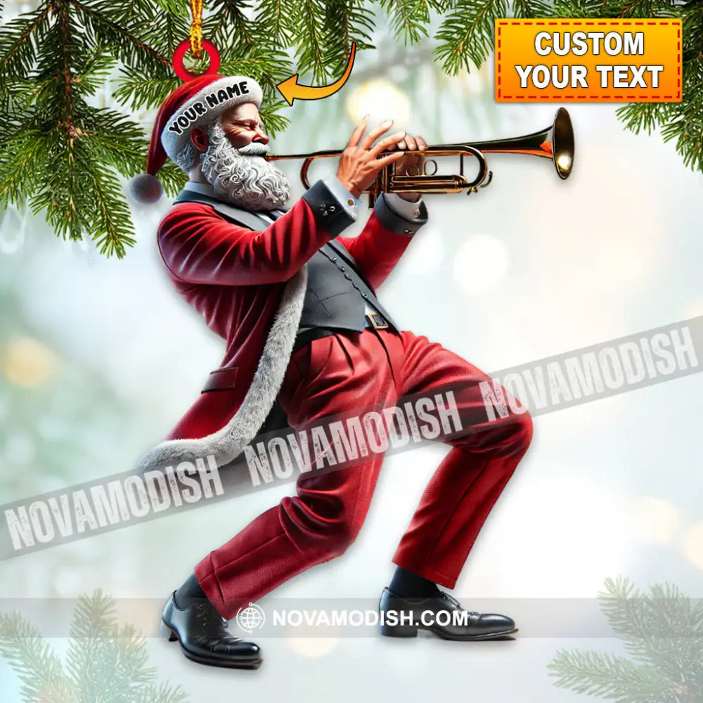 Custom Name Trumpet Santa Ornament Lover Christmas Gift