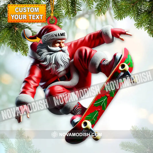 Custom Name Skating Santa Ornament Lover Christmas Gift