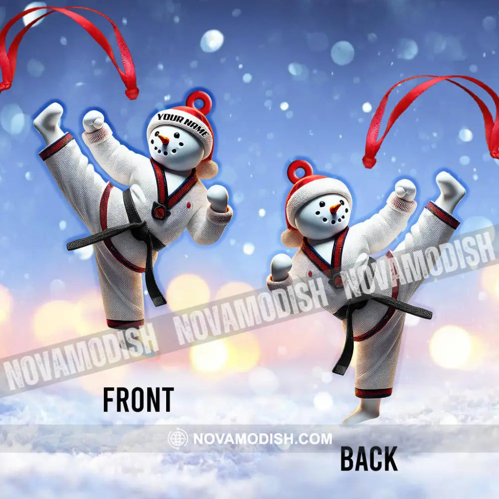 Custom Name Snowman Karate Ornament Christmas Gift For Lover