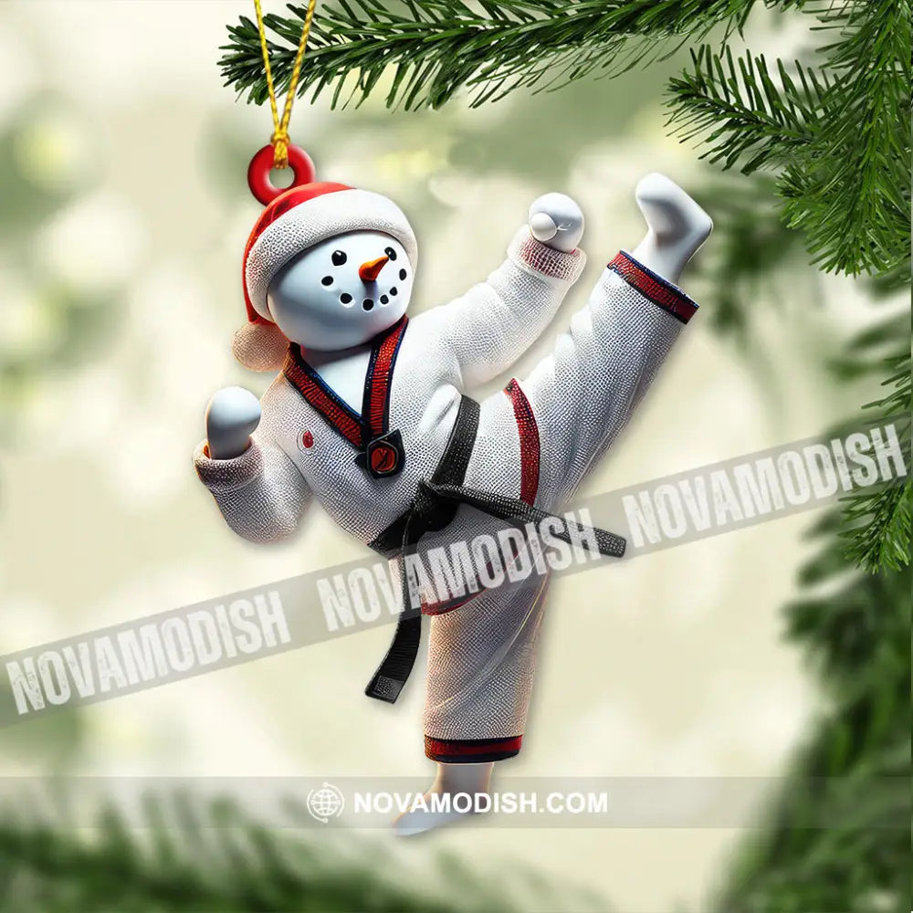 Custom Name Snowman Karate Ornament Christmas Gift For Lover 3.54’’ / 1