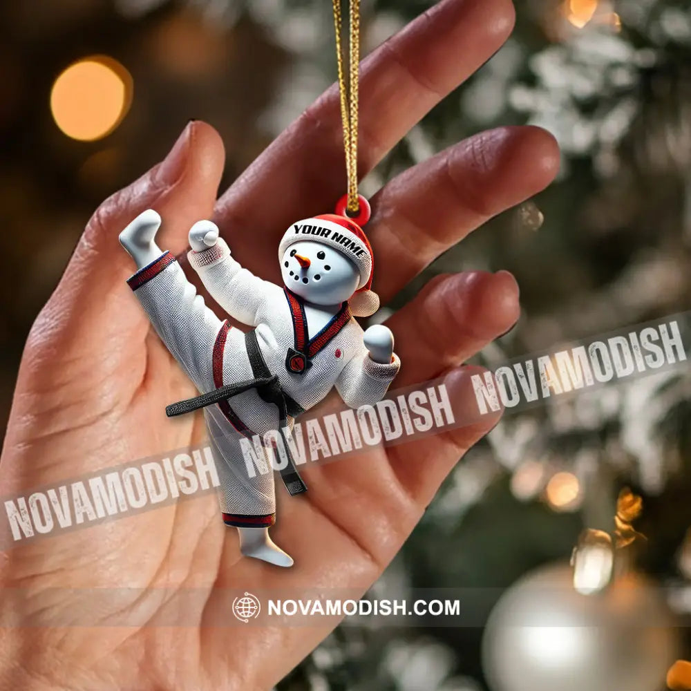 Custom Name Snowman Karate Ornament Christmas Gift For Lover