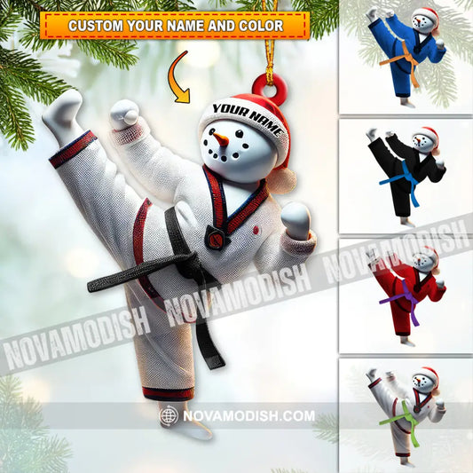 Custom Name Snowman Karate Ornament Christmas Gift For Lover