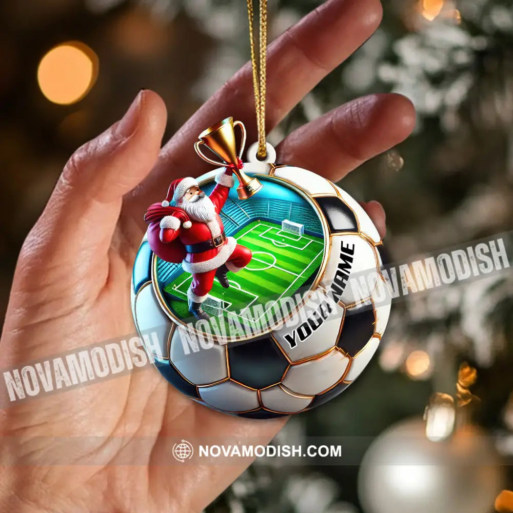 Custom Name Soccer Santa Ornament Christmas Gift