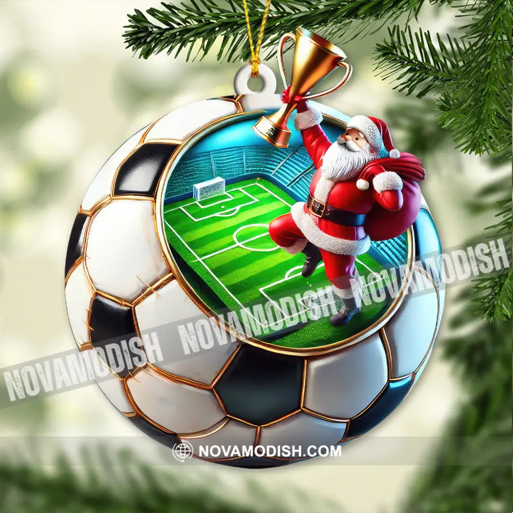 Custom Name Soccer Santa Ornament Christmas Gift 3.54’’ / 1