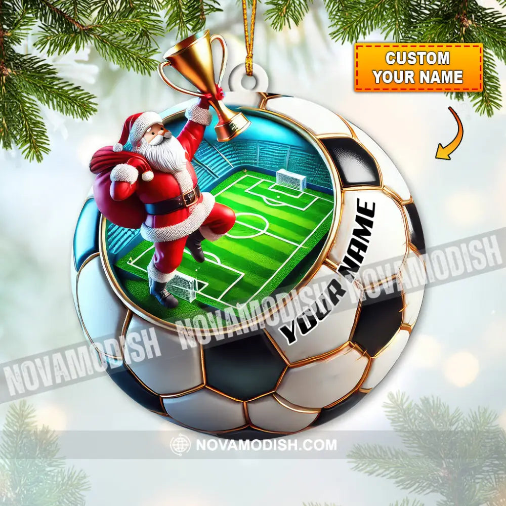 Custom Name Soccer Santa Ornament Christmas Gift