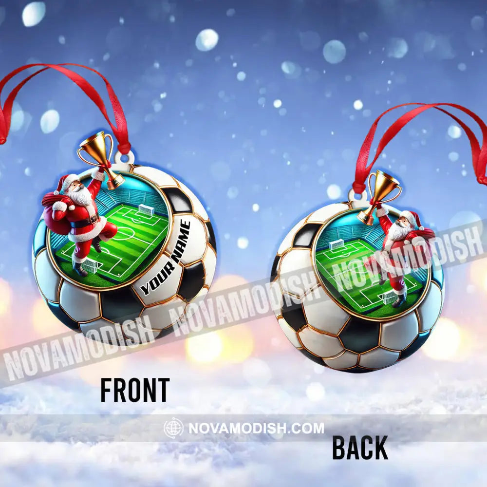 Custom Name Soccer Santa Ornament Christmas Gift