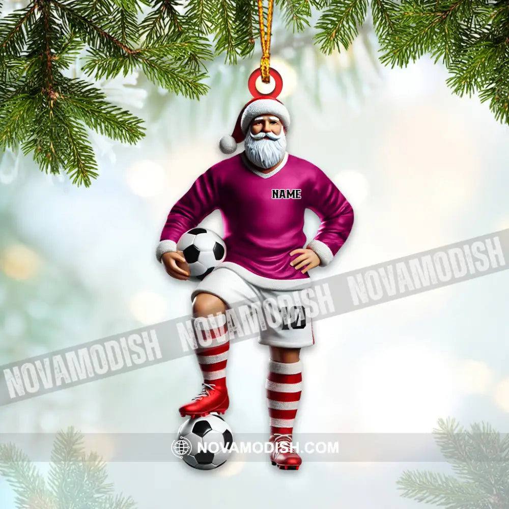 Custom Name Soccer Santa Ornament Christmas Gift