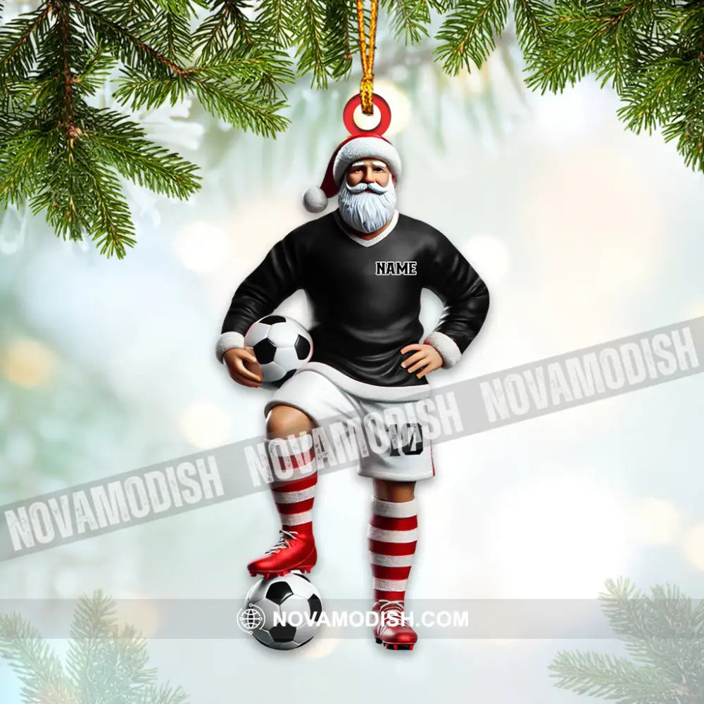 Custom Name Soccer Santa Ornament Christmas Gift