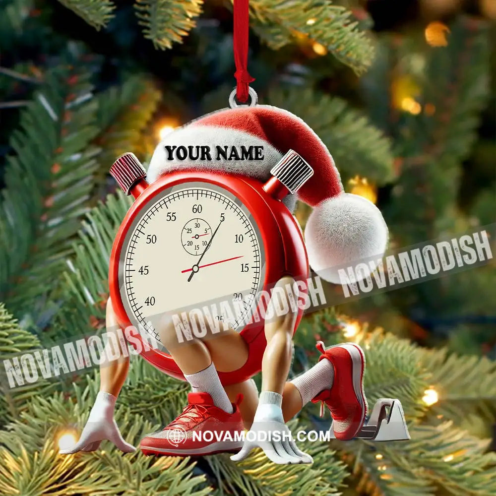 Custom Name Stopwatch Ornament Christmas Gift For Sport Lover