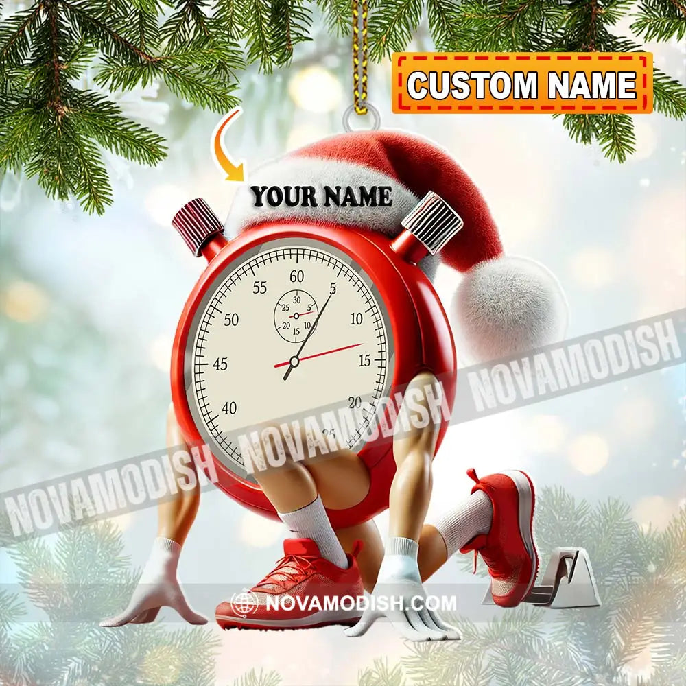 Custom Name Stopwatch Ornament Christmas Gift For Sport Lover