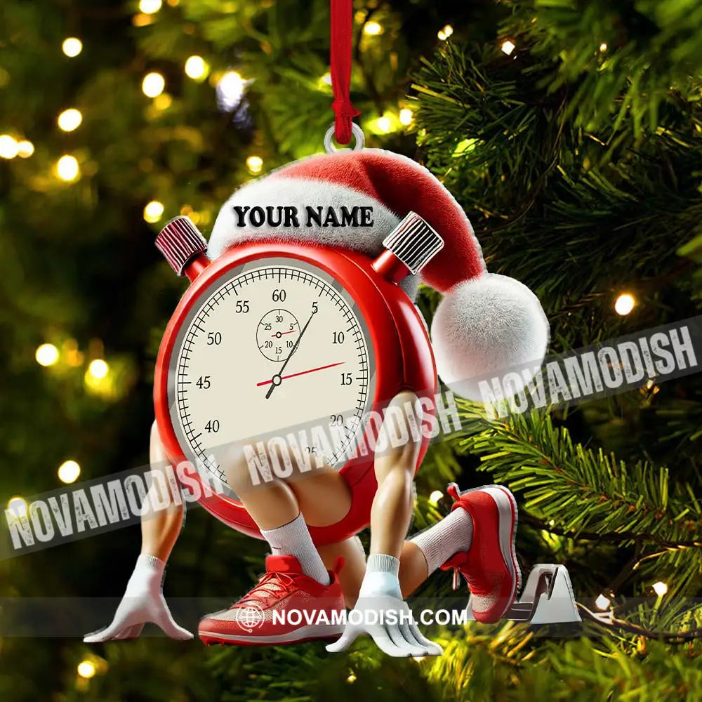 Custom Name Stopwatch Ornament Christmas Gift For Sport Lover