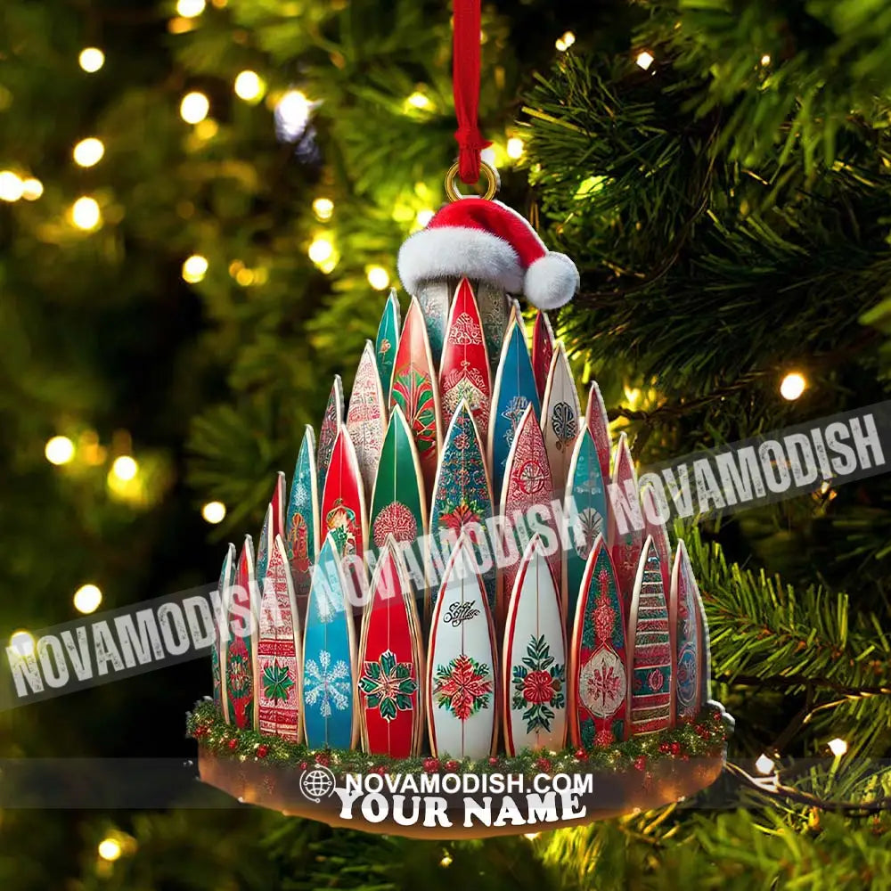 Custom Name Surfing Ornament Christmas Gift For Lover