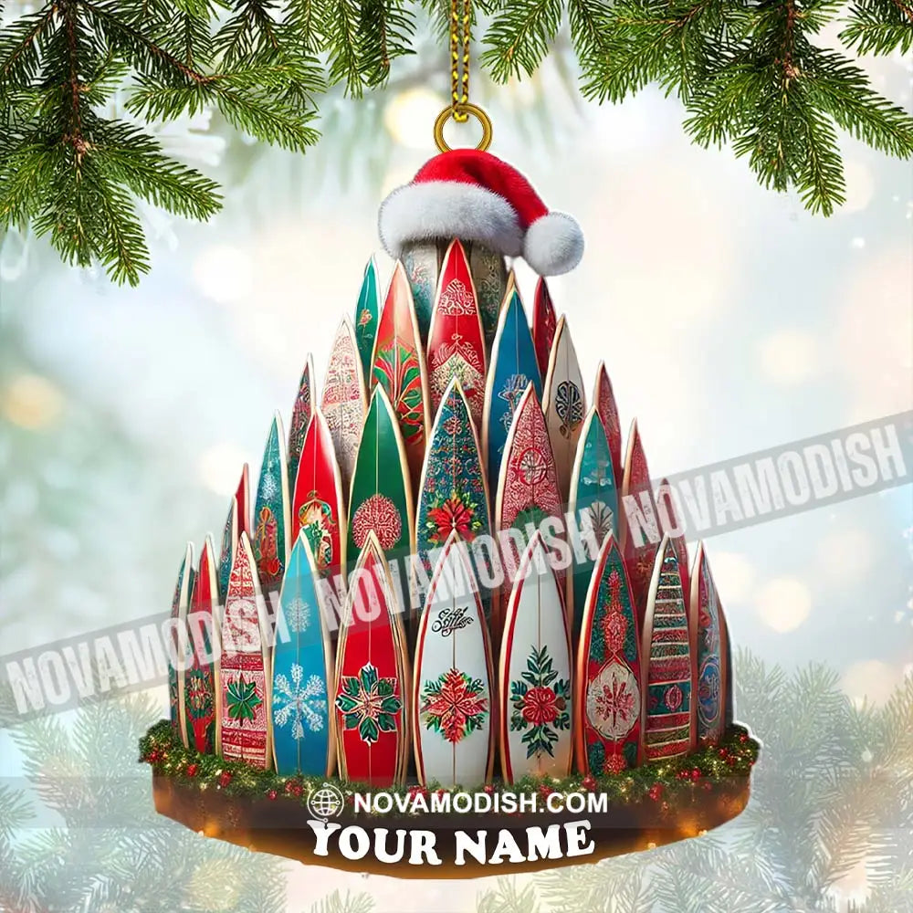 Custom Name Surfing Ornament Christmas Gift For Lover 3.54’’ / 1