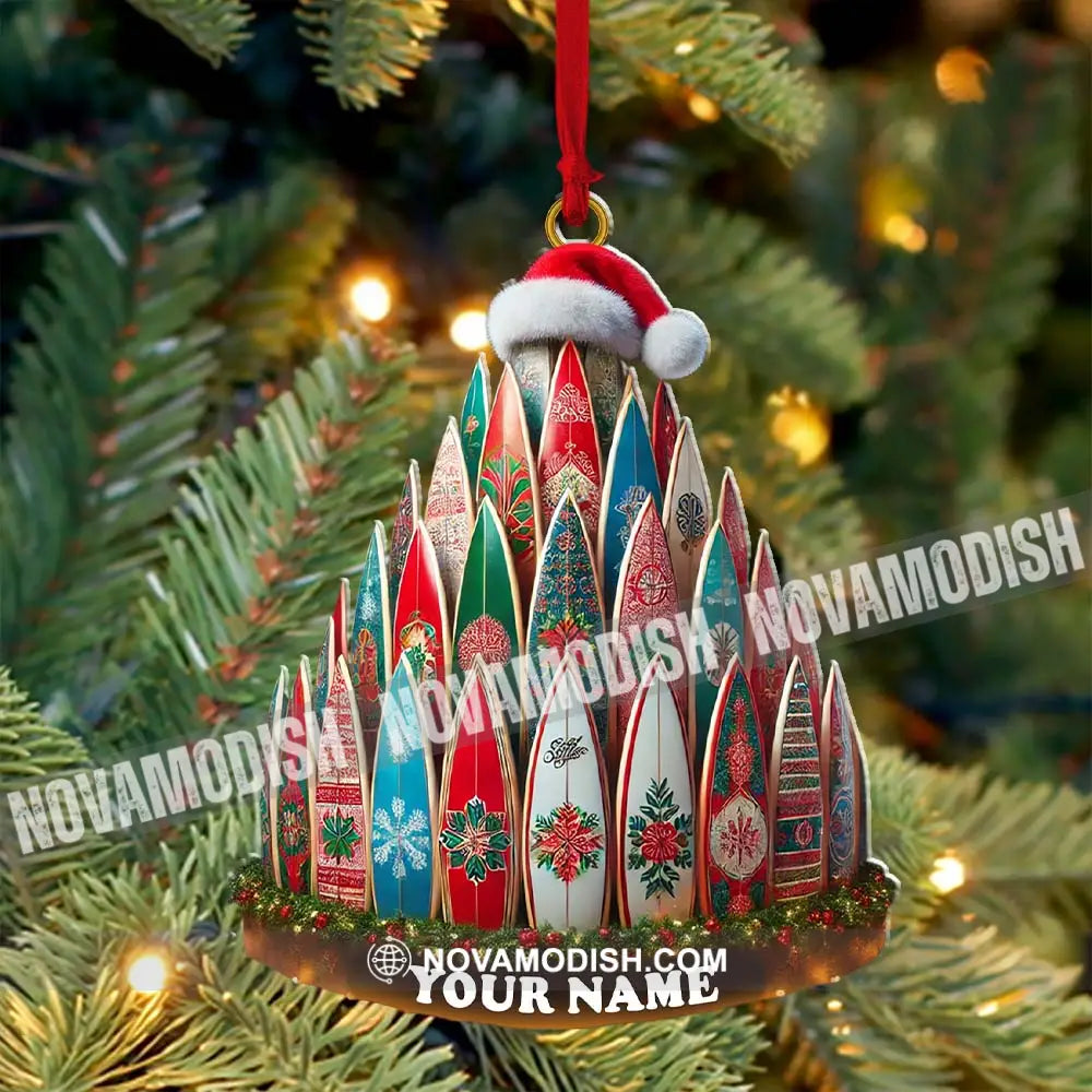 Custom Name Surfing Ornament Christmas Gift For Lover