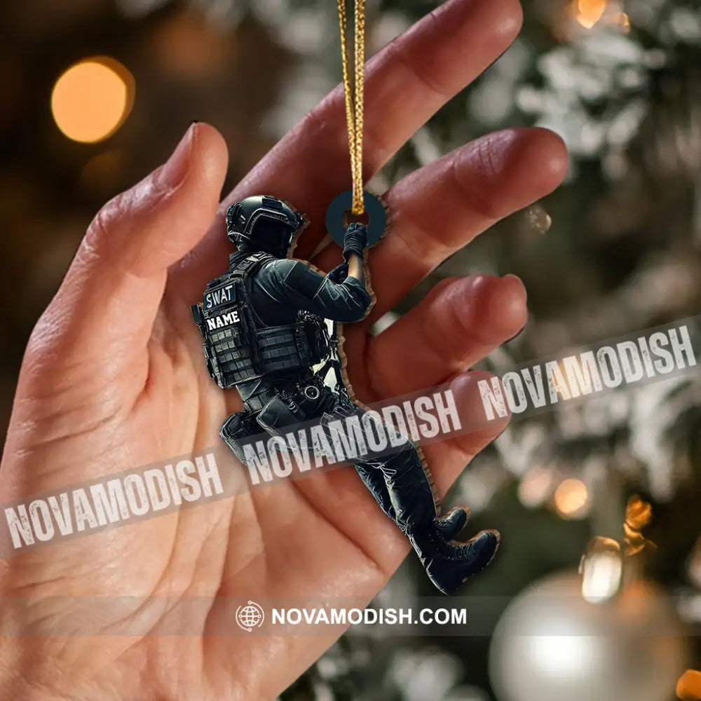 Custom Name Swat Ornament Gift For Swat Police 3.54’’ / 1 Pack