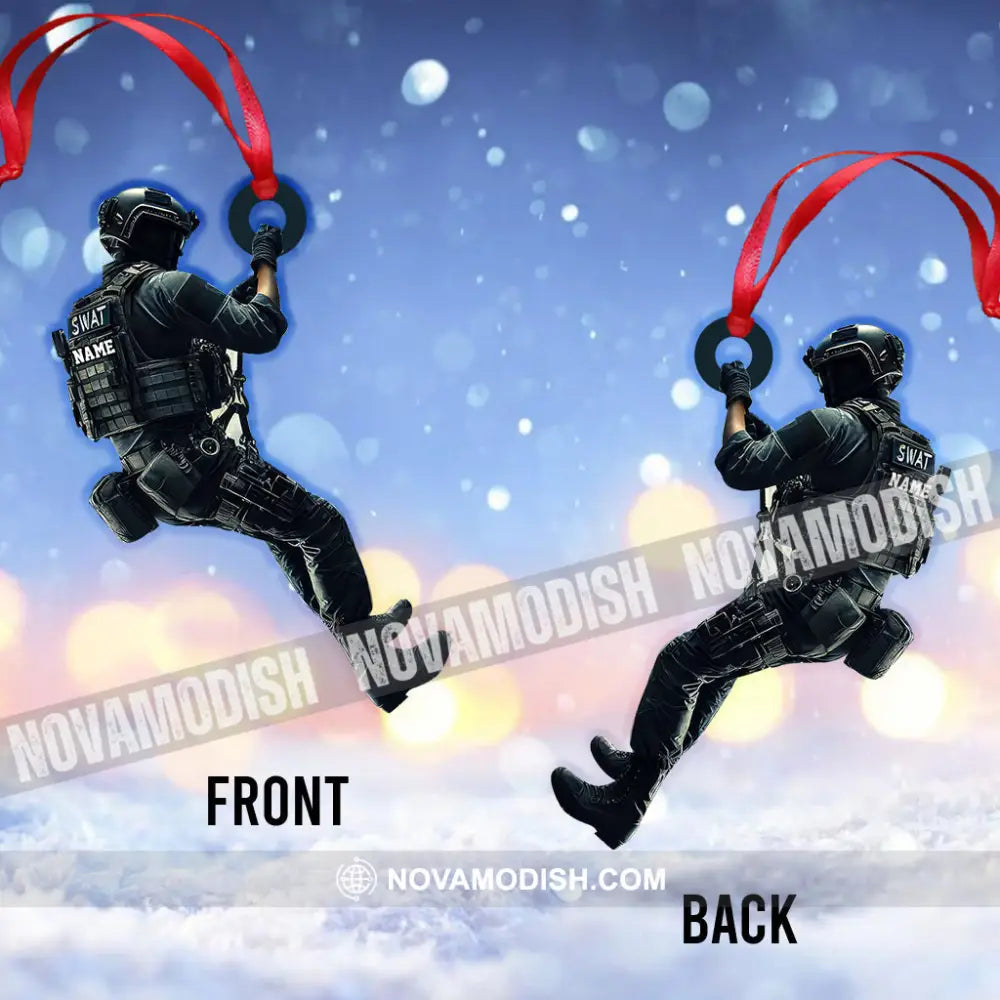 Custom Name Swat Ornament Gift For Swat Police