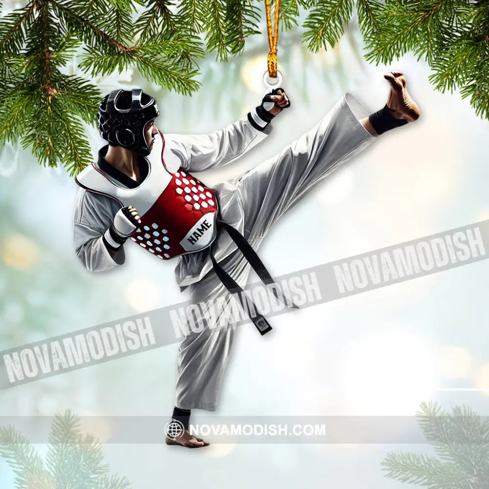 Custom Name Taekwondo Ornament Christmas Gift 3.54’’ / 1